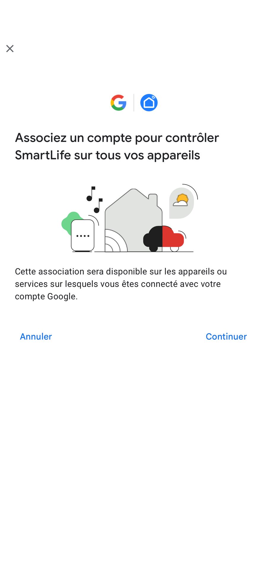 Autorisation d’association du compte Smart Life avec Google Home
