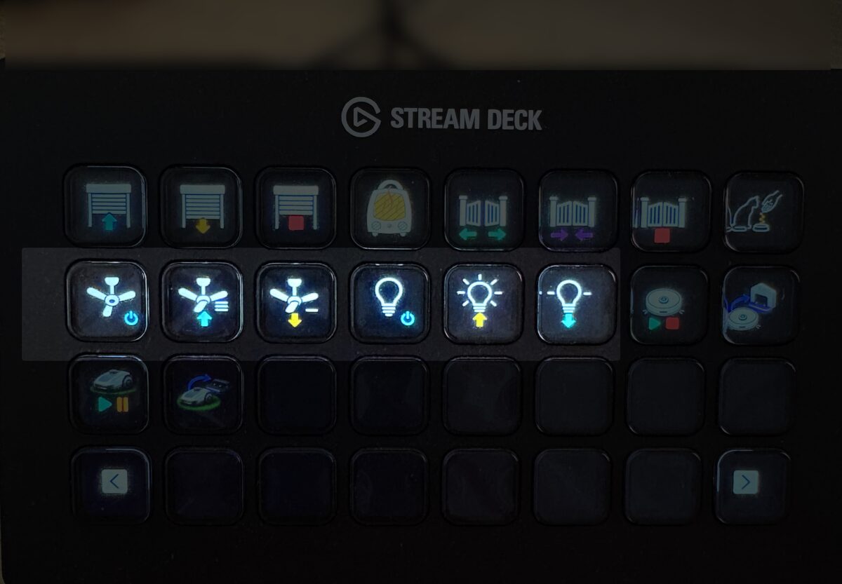 Touches de commande d’un ventilateur et de sa lumière sur un Stream Deck