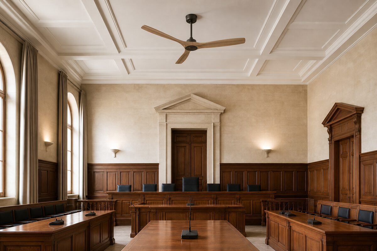 Ventilateur de plafond dans un hall d'accueil de mairie