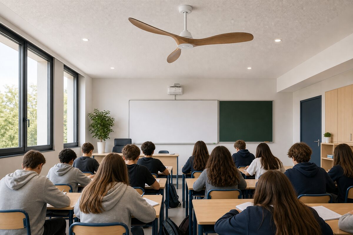 Ventilateur de plafond dans une salle de classe
